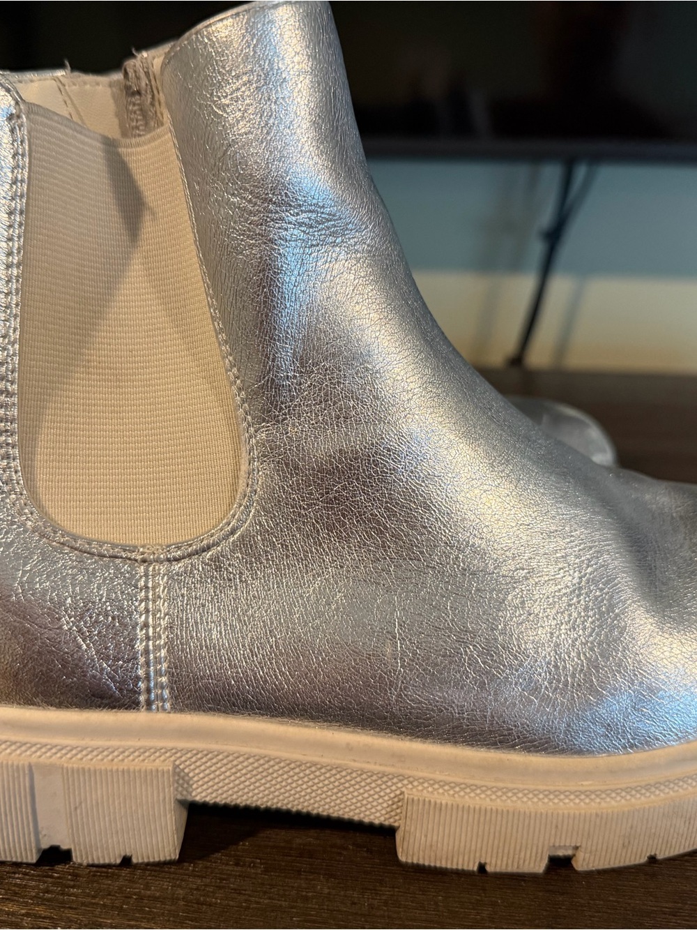 J. Crew Girls Silver Metallic Chelsea Boots
